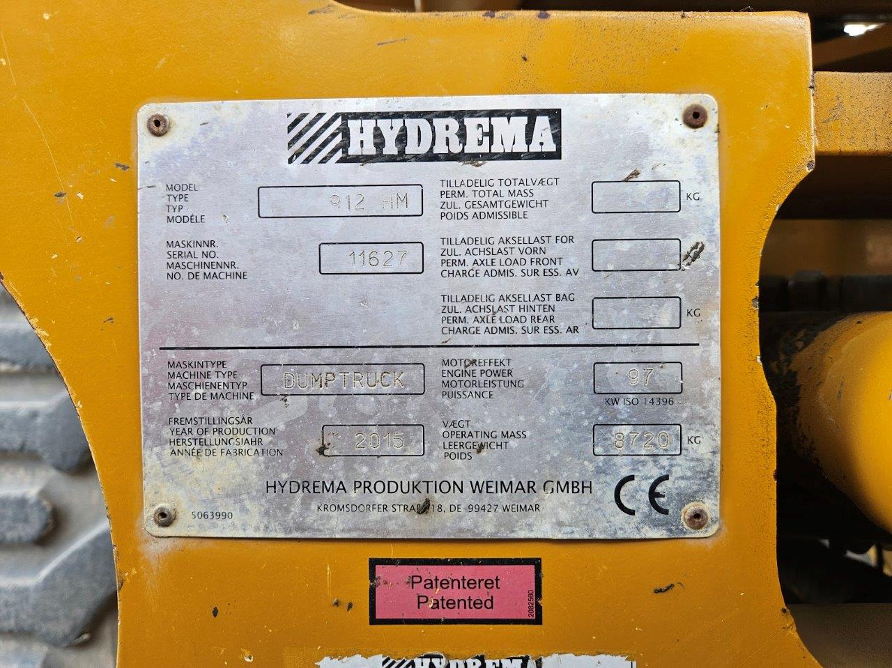 2015 Hydrema 912HM Swivel Tip Dump Truck