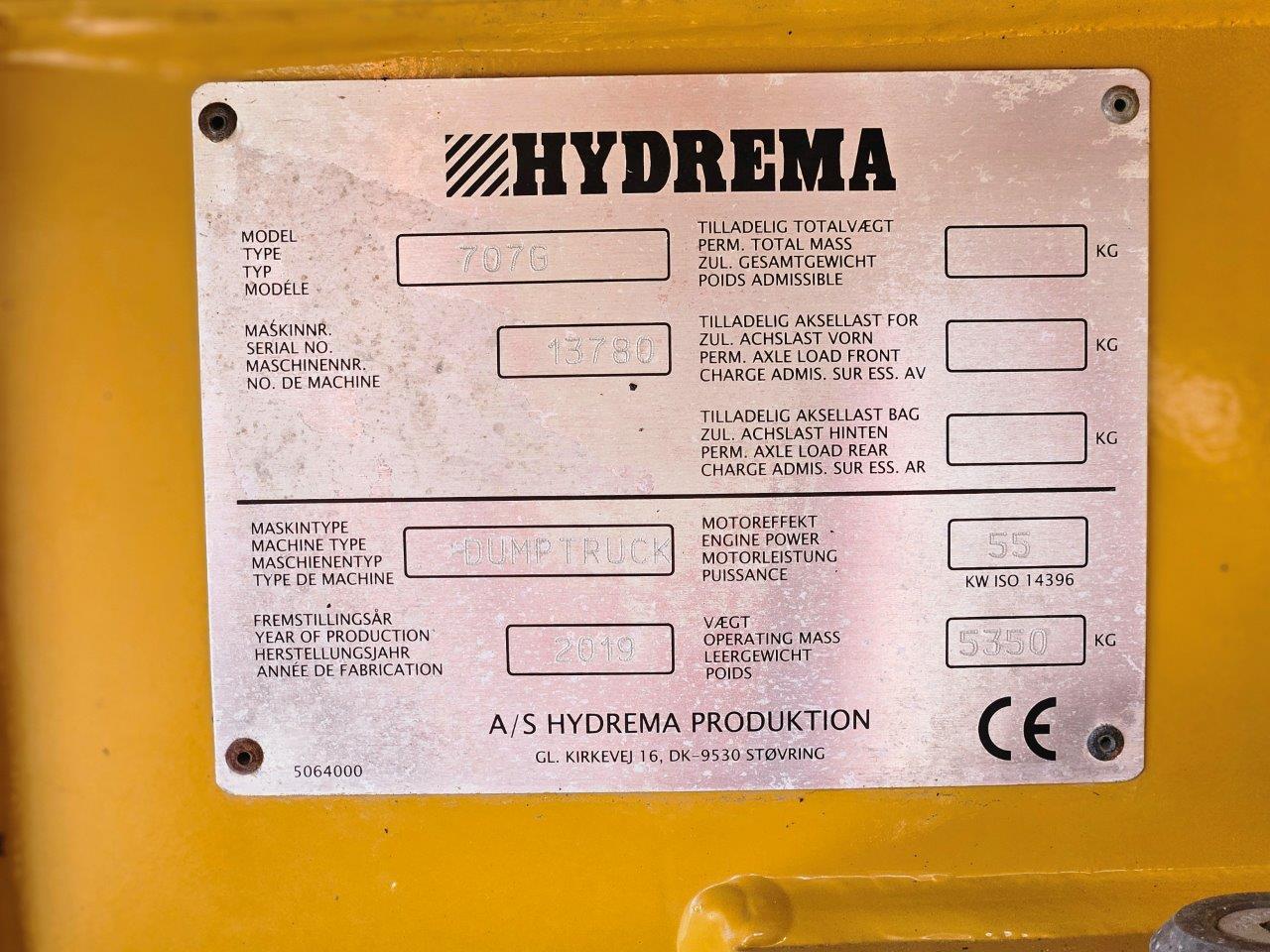 2019 Hydrema 707G Dump Truck