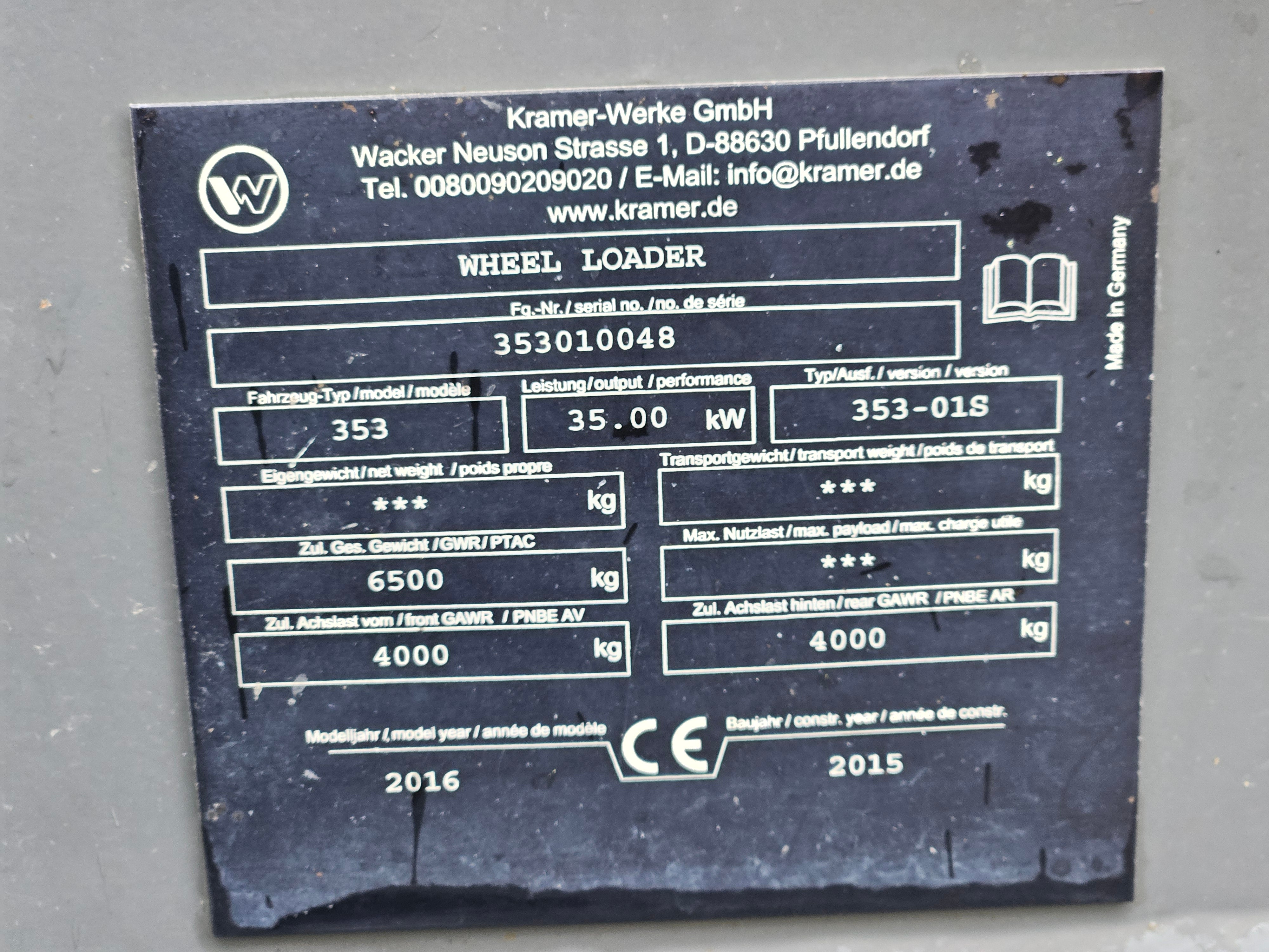 2016 Wacker Neuson 353 Loader