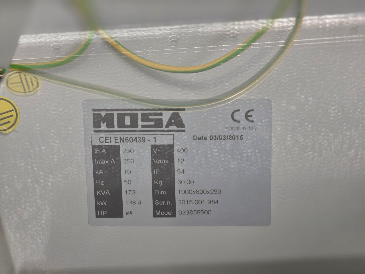 2016 MOSA GE 165 PSX Generator & Auto Transfer Unit