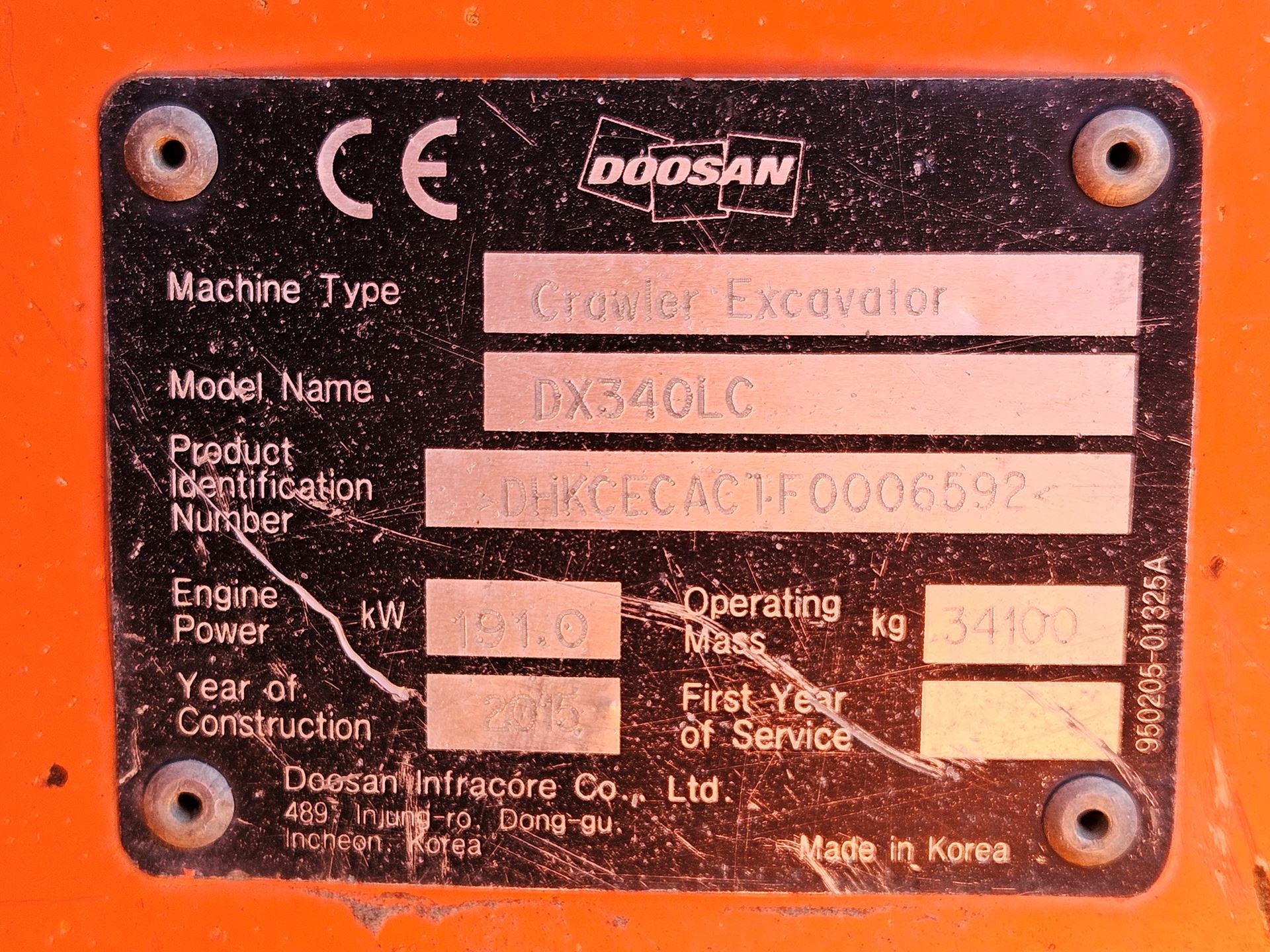 2015 Doosan DX340LC Excavator