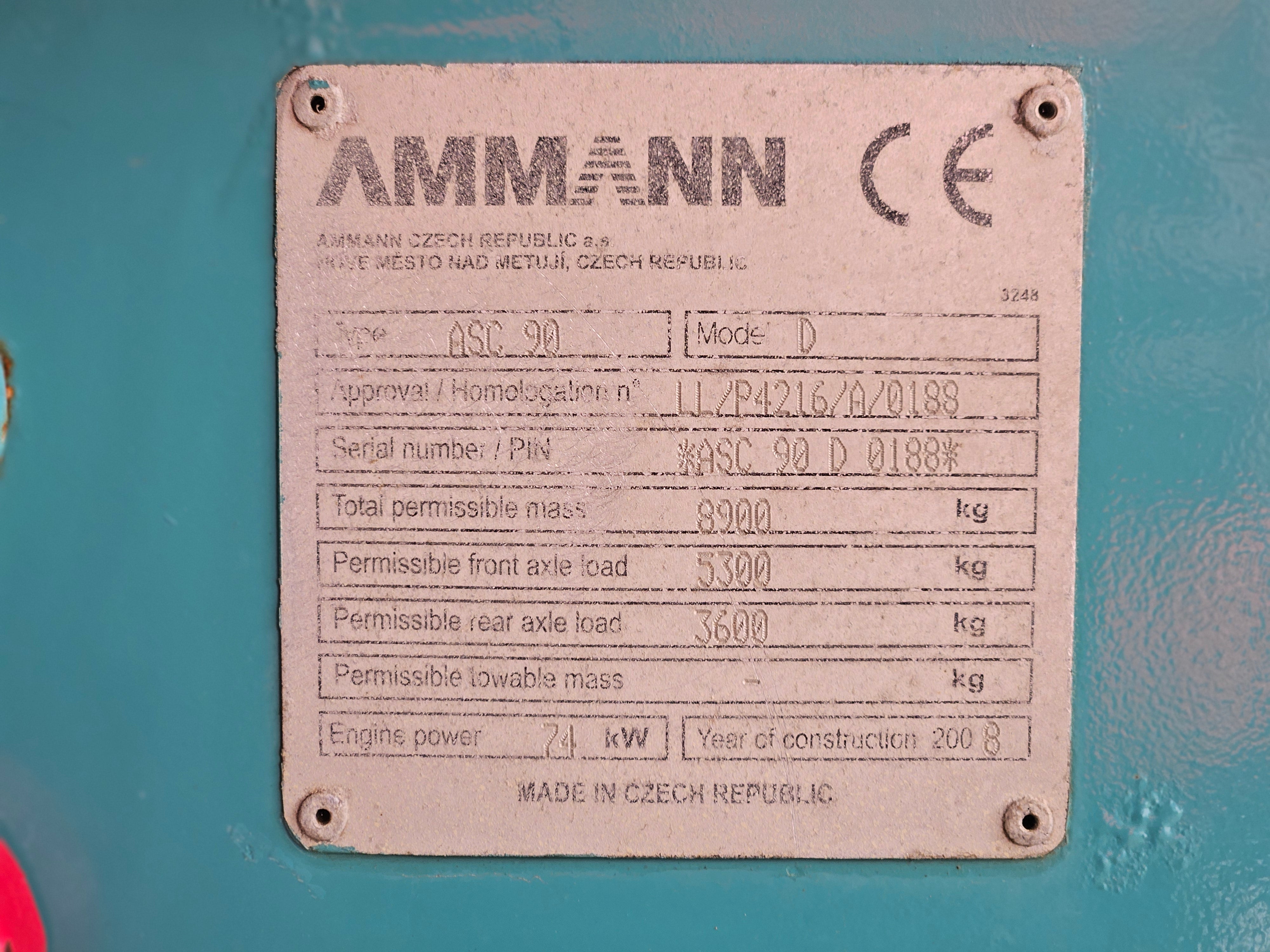 2008 Ammann ASC90D Smooth Drum Roller