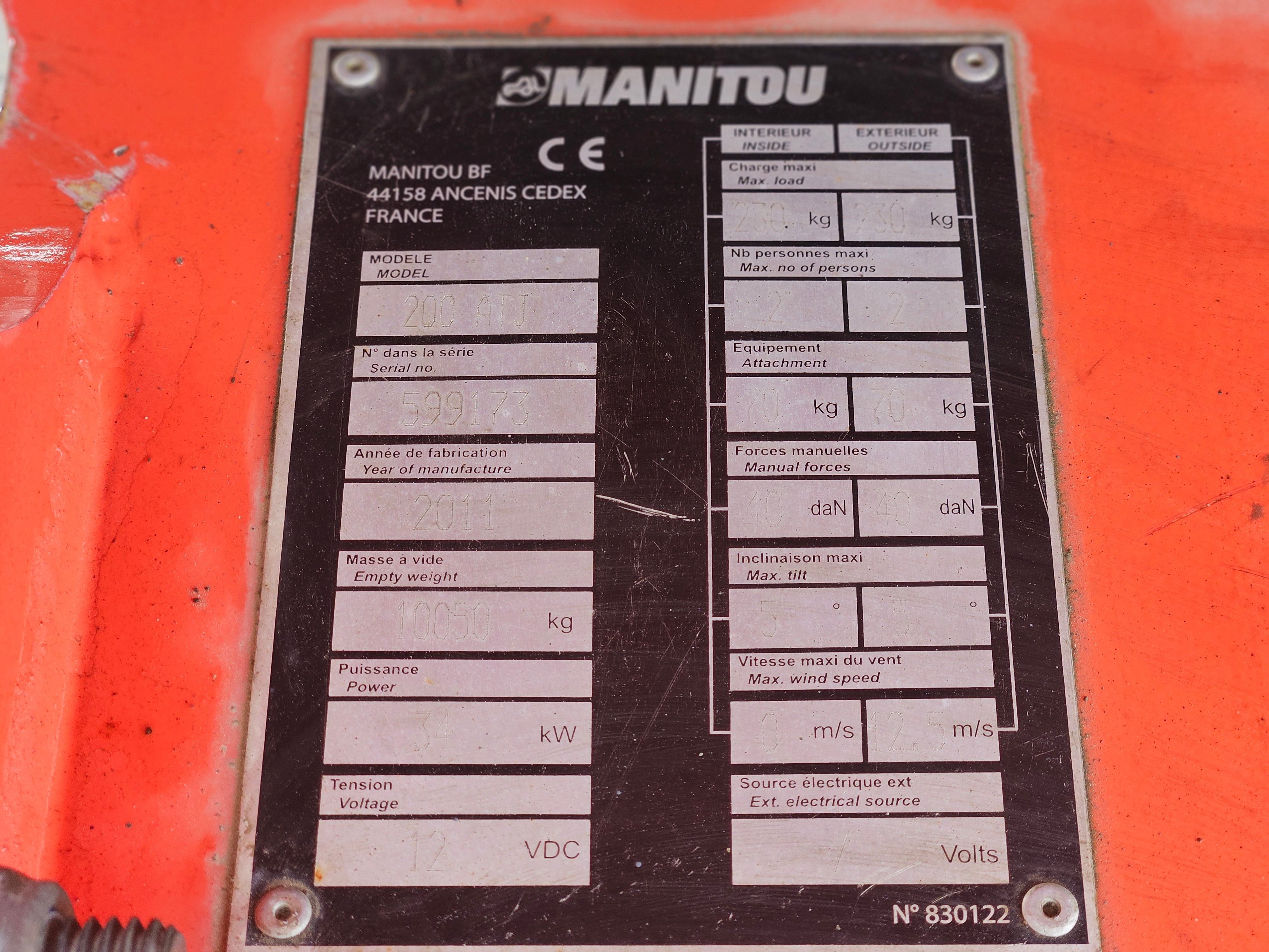$1 Reserve 2011 Manitou 200ATJ Knuckle Boom