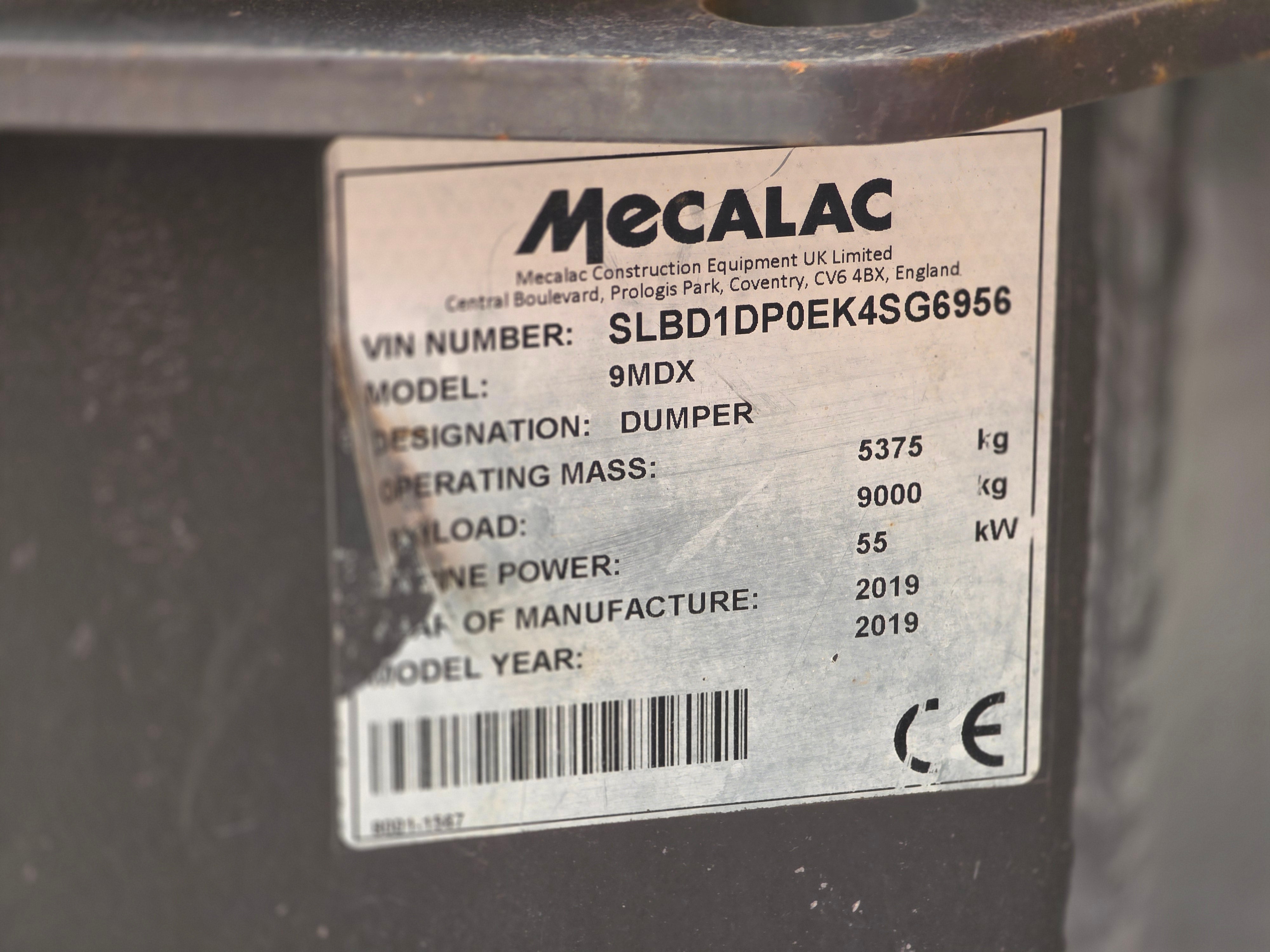 2019 Mecalac 9MDX Site Dumper