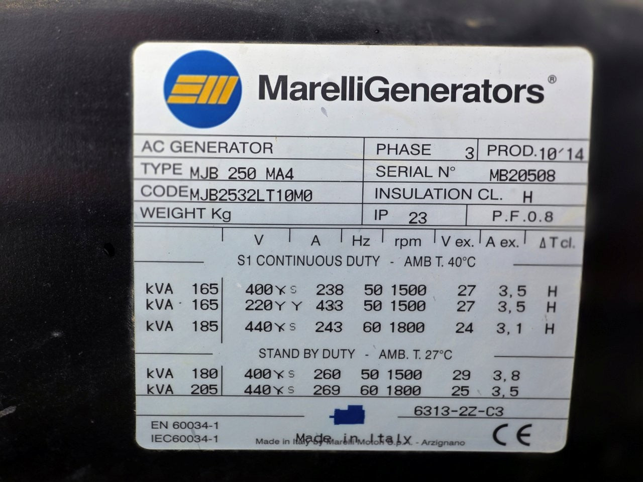 2016 MOSA GE 165 PSX Generator & Auto Transfer Unit